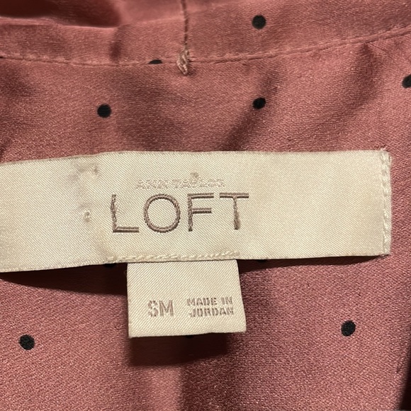 Loft Front Tie Polka Dot Long Sleeve Top in Small/Medium - Picture 3 of 5